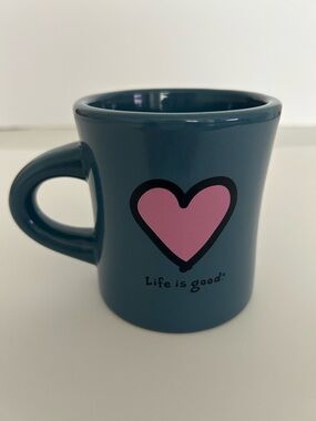 Life is Good Teal  Mug with Pink Heart Do What You Like, Like What You Do Sturdy